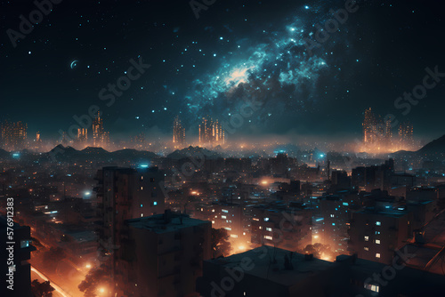 city in the night, generative AI © Widya