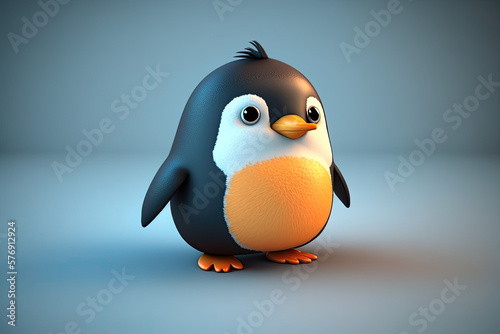 Cute 3d penguin character, generative AI