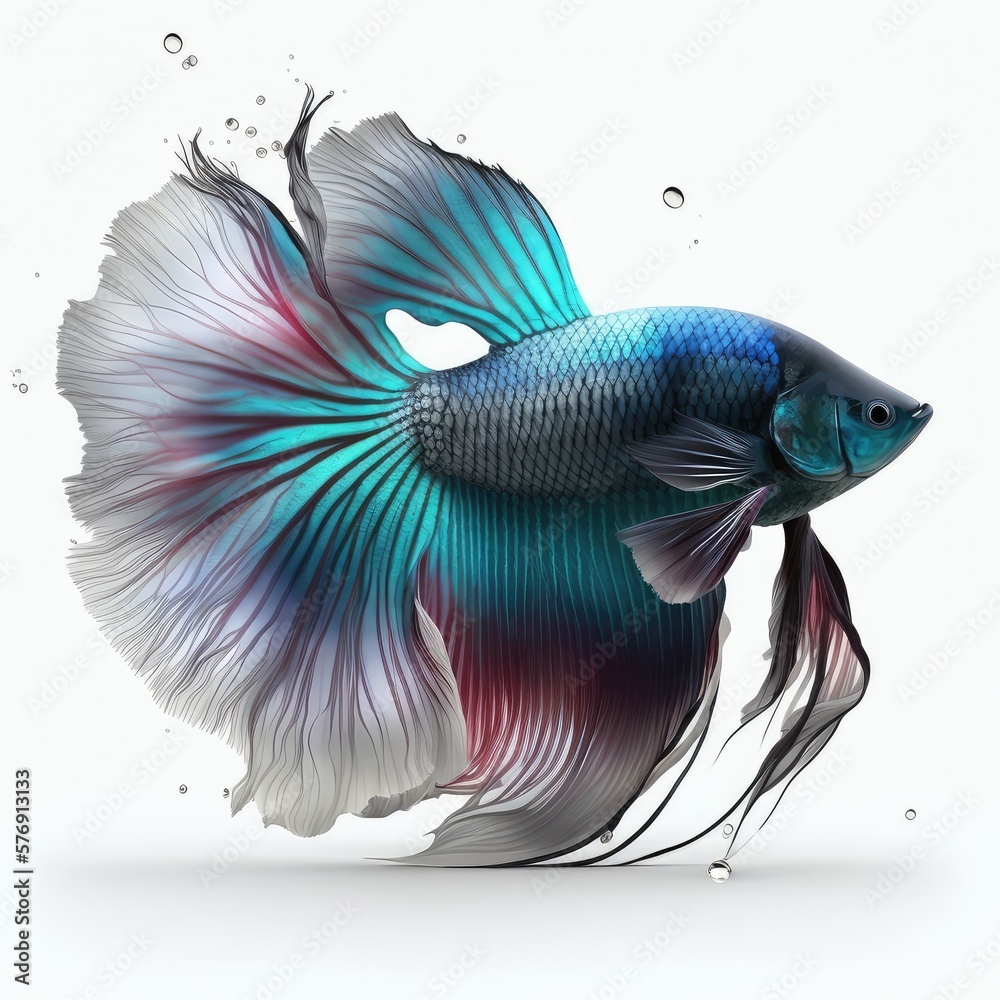 Fototapeta premium Aurora Betta Fish Isolated on White Background.