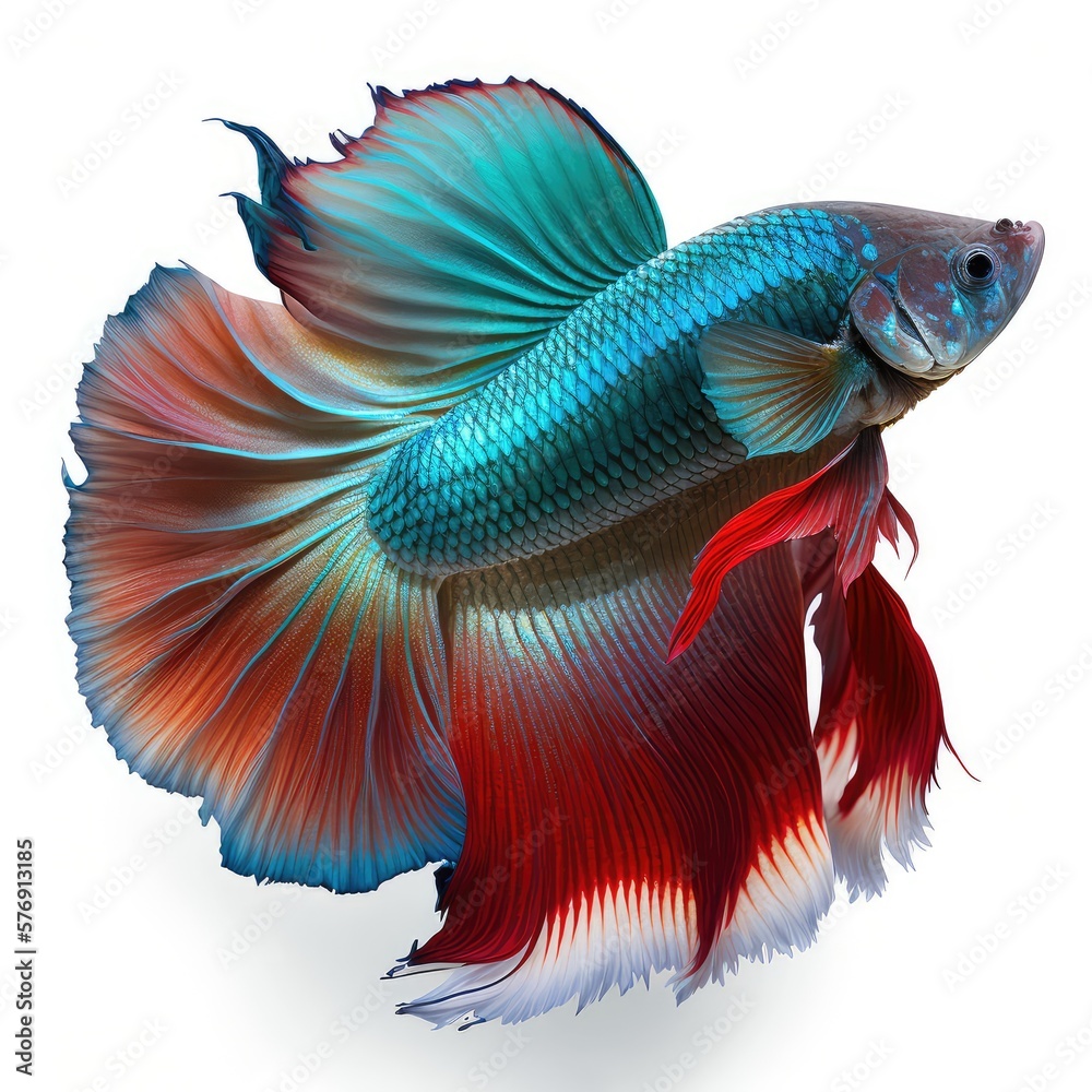 Fototapeta premium Double Tail Betta Fish. Isolated on White Background.