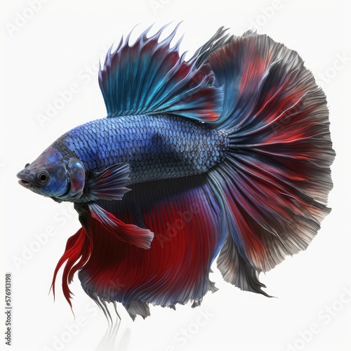 Double Tail Betta Fish. Isolated on White Background. © Man888