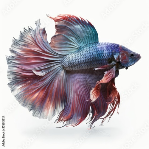 Plakrat Betta Fish. Isolated on White Background.