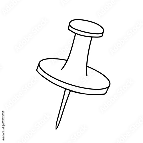 Hand drawn pin or pushpin sketch vector icon. Doodle illustration isolated on white background.