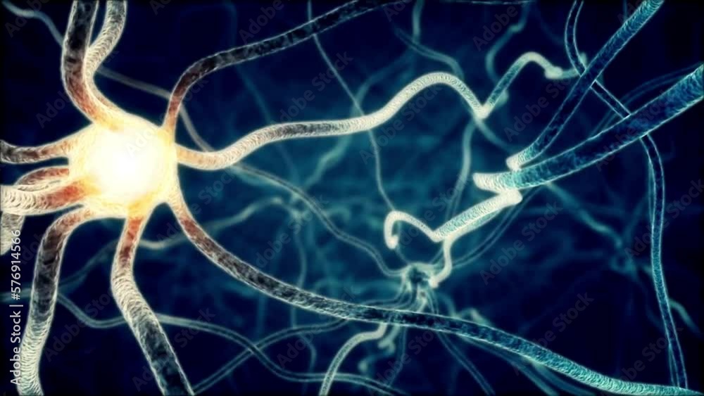 3D looping animation Real Neuron network synapse inside the human brain