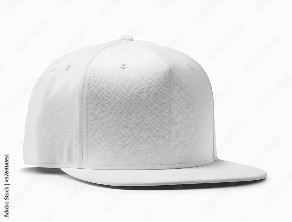 empty white snapback hat mockup isolated on a white blank background for design, flat baseball cap mock up, generative Ai empty white snapback hat mockup isolated on a white blank background for design, flat baseball cap mock up, generative Ai