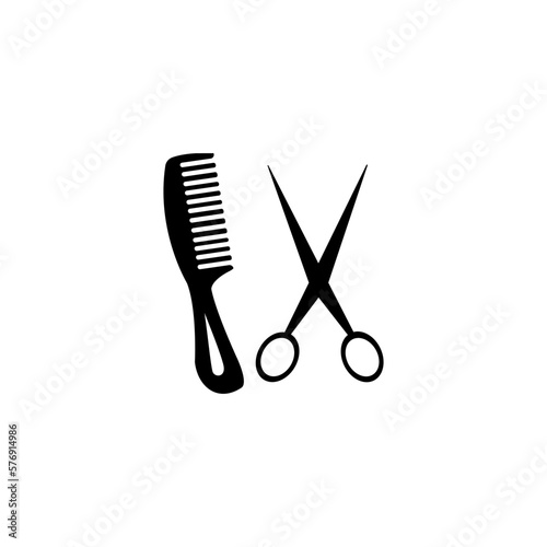 scissors and comb vector icon design template