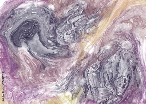 Abstract Fluid Acrylic Painting. Modern art. Marble Ink Background. Purple marbling acrylic pour background