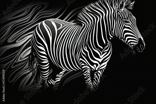 a zebra print background that is black and white. Generative AI