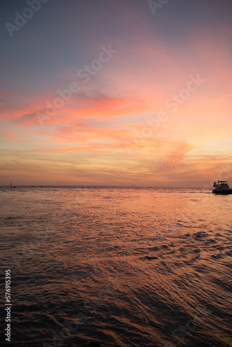 boat at sunset