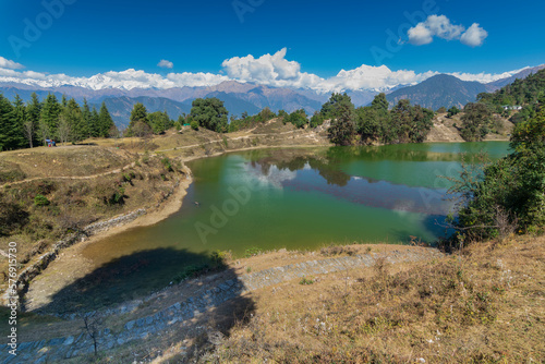 Deoriatal, Uttarakhand, India, Deoria Tal, Devaria or Deoriya lake at Sari village , Garhwal Himalayas, famous for snow capped chaukhamba mountains in the backdrop. It is considered sacred by Hindus.