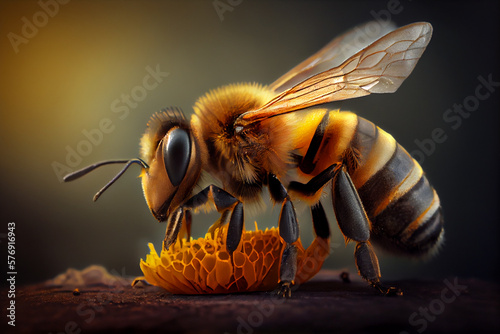 bee on a flower, honey, Generative AI