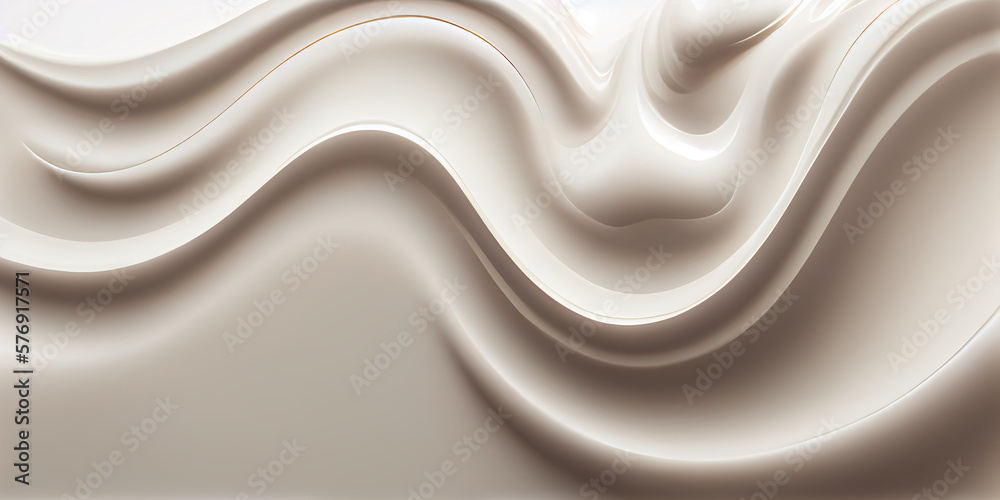 Obraz premium Smooth and creamy a close-up of white texture waves, Generative AI