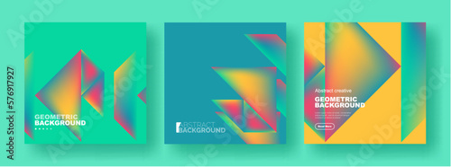 Set of abstract backgrounds - overlapping triangles with fluid gradients design. Collection of covers, templates, flyers, placards, brochures, banners