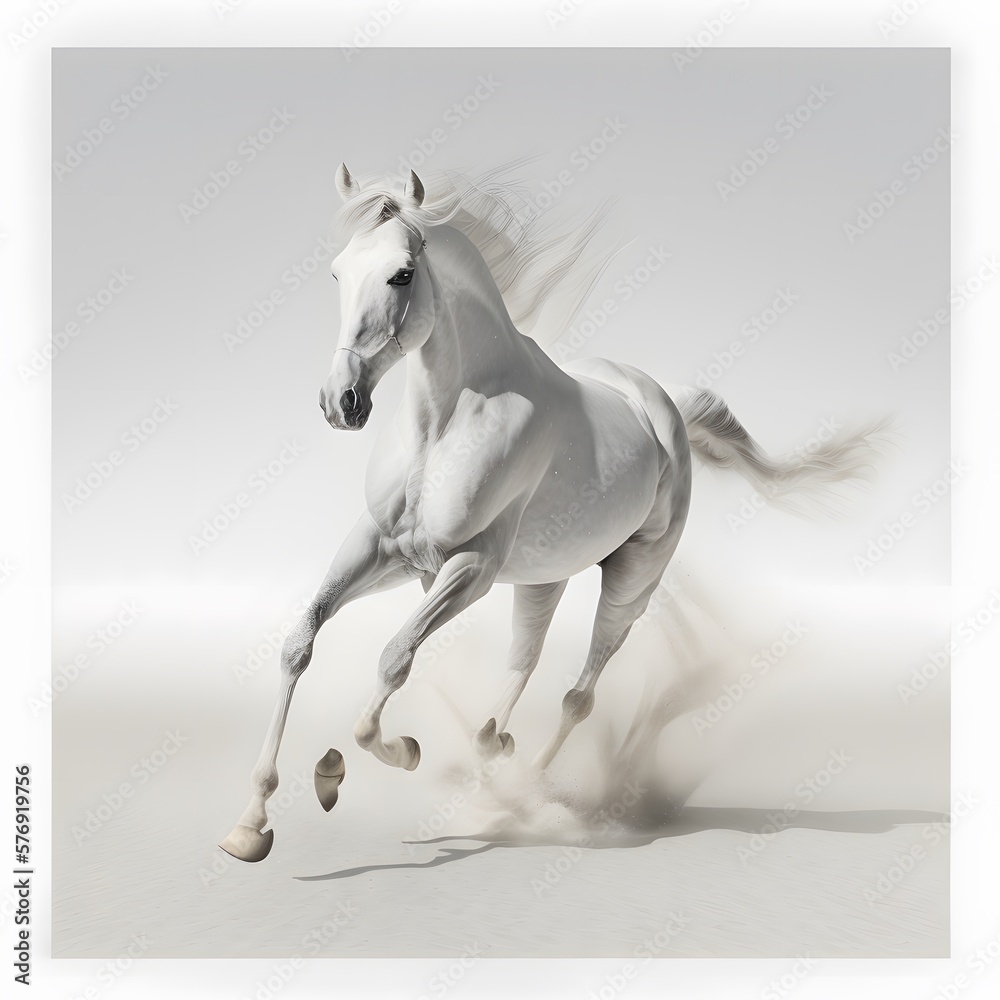 white horse running created using AI Generative Technology white horse running created using AI Generative Technology