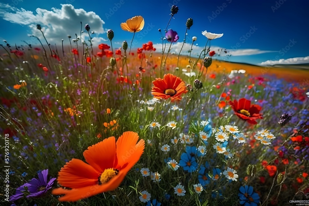 colorful flower meadow created using AI Generative Technology colorful flower meadow created using AI Generative Technology