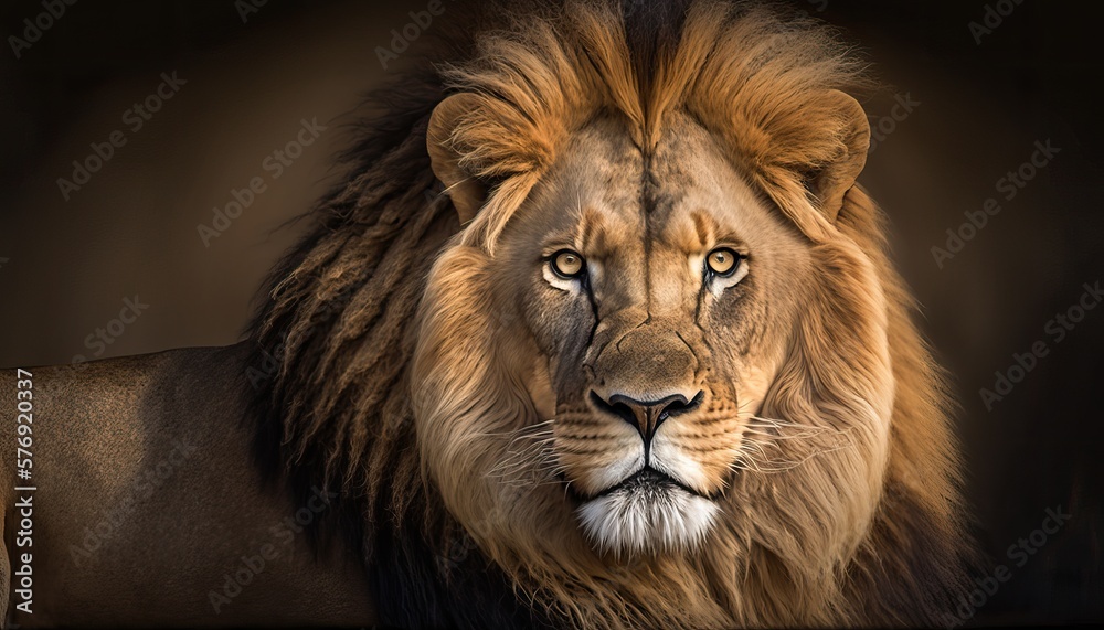 Portrait of a ferocious lion, Generative ai