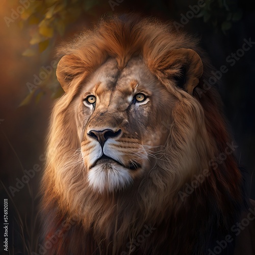 Portrait of a ferocious lion  Generative ai