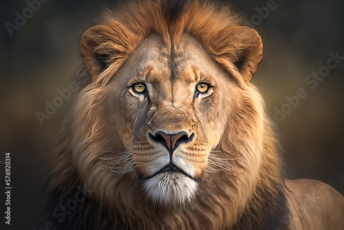 Portrait of a ferocious lion, Generative ai