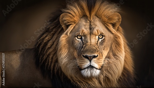 Portrait of a ferocious lion  Generative ai