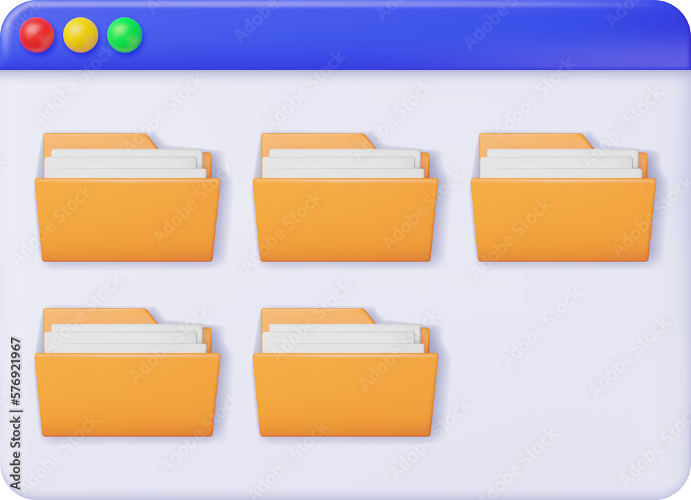 3D Desktop Interface Window with File Folder 3D Desktop Interface Window with File Folder