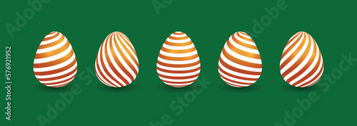 Easter eggs. Set of colorful Easter eggs isolated on green background. Vector illustration