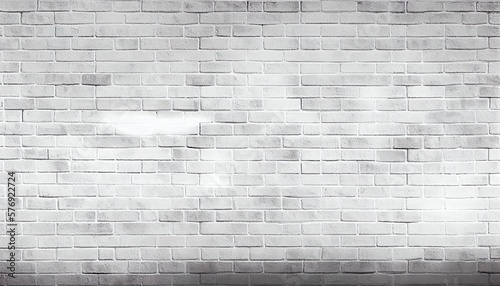 Simple Grungy White Brick Wall with Light Gray Shades, Rustic White Brick Wall with Worn Look and Light Gray Accents for Vintage Style Designs Created with Generative AI technology