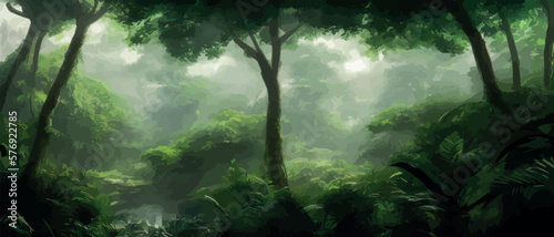 Obraz na płótnie Horizontal tropical jungle landscape