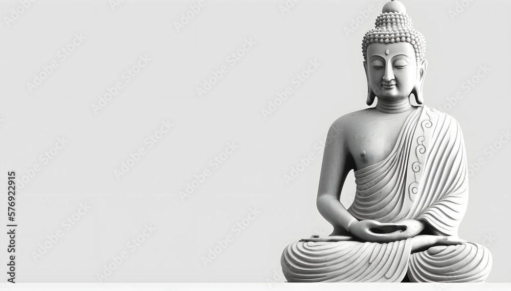 statue of buddha, Buddha white background, empty white background