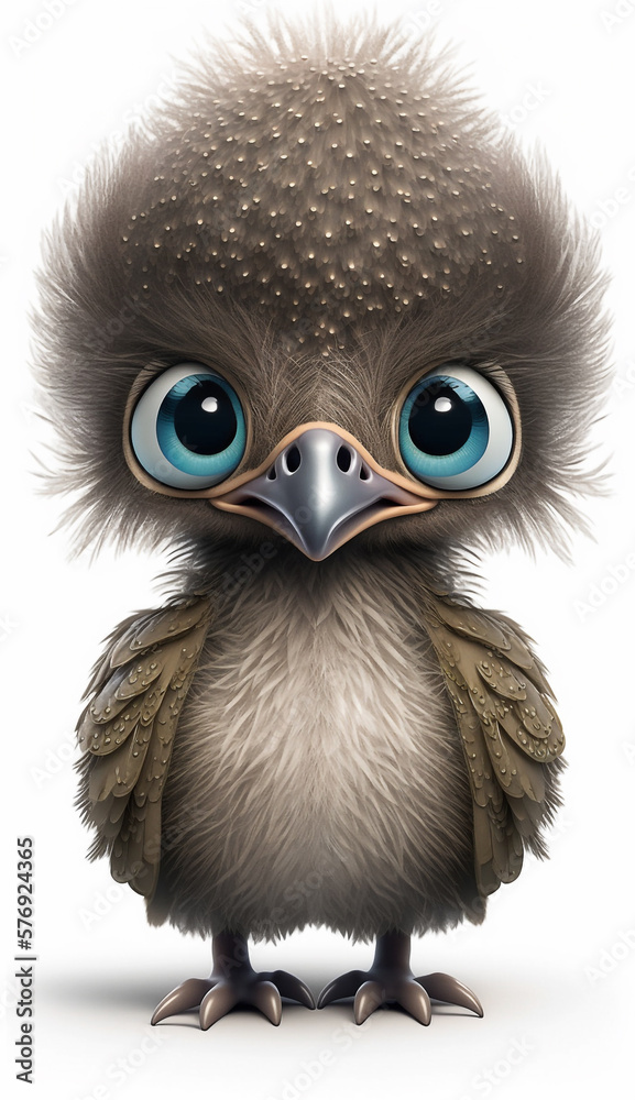 Very Sweet Baby Emu  Bejeweled Only White Background Generative AI Digital Illustration Part#20323 