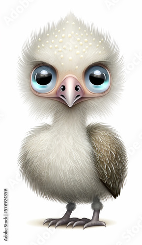Very Sweet Baby Emu  Bejeweled Only White Background Generative AI Digital Illustration Part 20323 