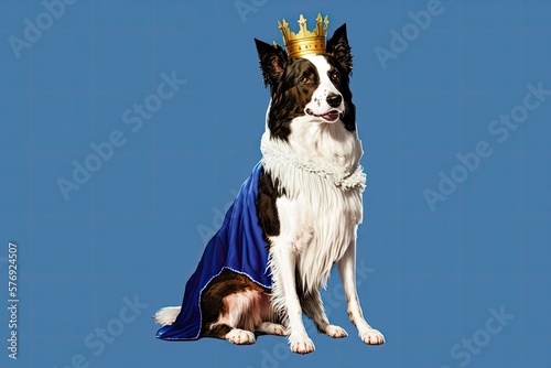 Fotografia This border collie is decked out in a festive outfit in honor of the Three Wise Men, Melchior, Caspar, and Balthasar, King of the Orient