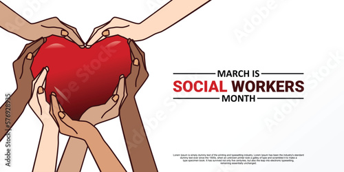 Tablou canvas Social Work month is observed every year in March, in recognition of the contributions of social workers to society