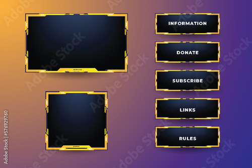 Game stream frames  for live conferences of gaming streamers, hud frame twitch streaming media gamer broadcast webcam