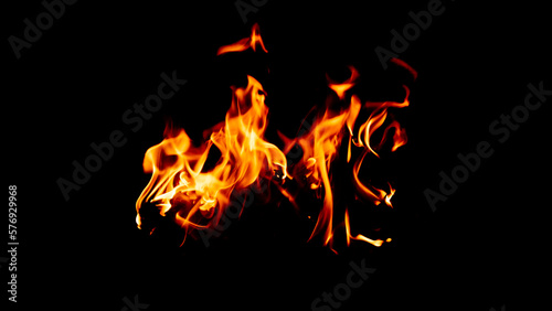 burning fire on a black background