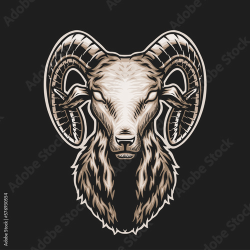 Vector illustration of goat animal head and neck. You can add text as you like.