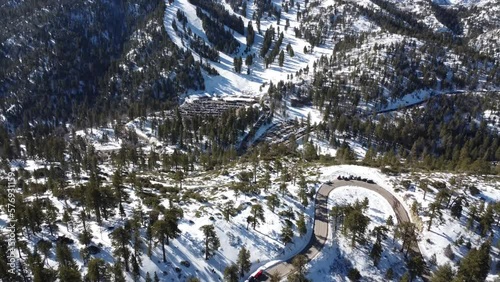 Road on mountains with snow