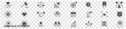 Set of core values icons vector