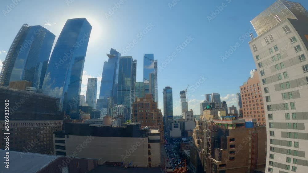 The city of New York from the heights, we see cars, clouds, elevators and constructions moving in this timelapse The city of New York from the heights, we see cars, clouds, elevators and constructions moving in this timelapse
