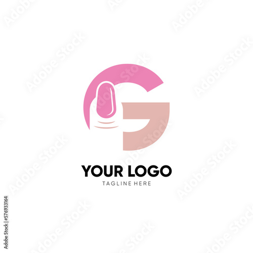 Letter G Nail Art Logo Design Vector Icon Graphic Emblem Illustration