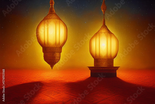Muslim holy month Ramadan Kareem concept created with ai generative