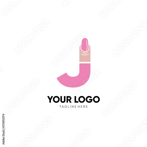 Letter J Nail Art Logo Design Vector Icon Graphic Emblem Illustration