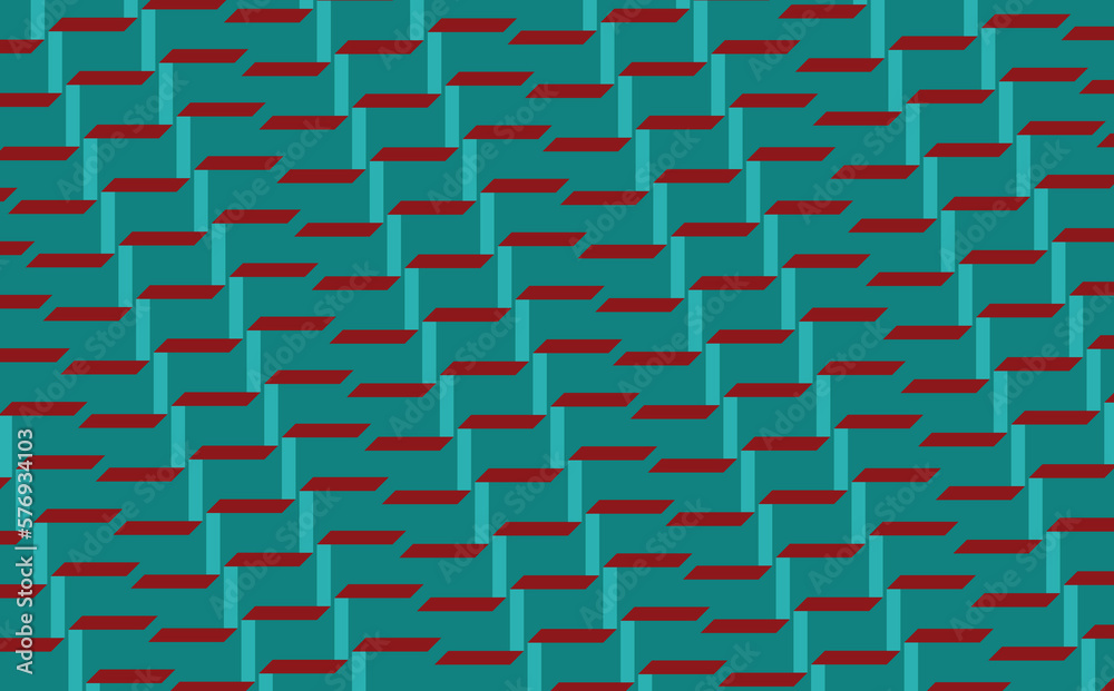 Teal and dark red intertwined geometric shapes. Suitable for wallpaper, background, banner, cover, and card. Teal and dark red intertwined geometric shapes. Suitable for wallpaper, background, banner, cover, and card.