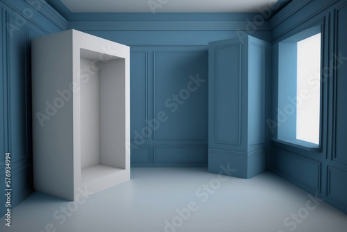 empty room with blue wall