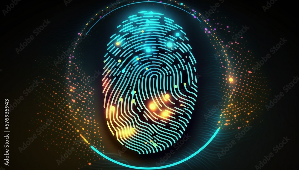 Finger print with fingerprint. digital data security. finger print with