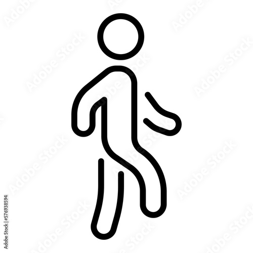 Man calmly walks line icon. Rules of the road, one-way traffic, pedestrian crossing, danger on the road. Safety security. Vector line icon on white background