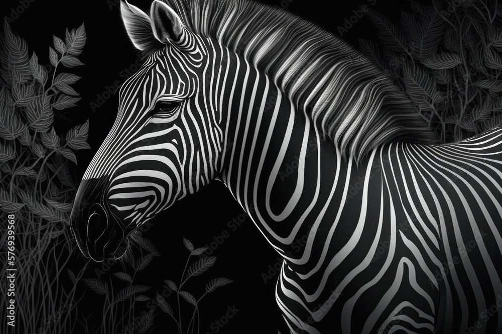 Fototapeta premium Fabulous seamless black and white zebra print. Generative AI