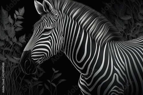 Fabulous seamless black and white zebra print. Generative AI
