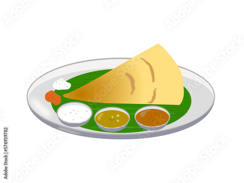 南インド料理の三角の形のドーサ