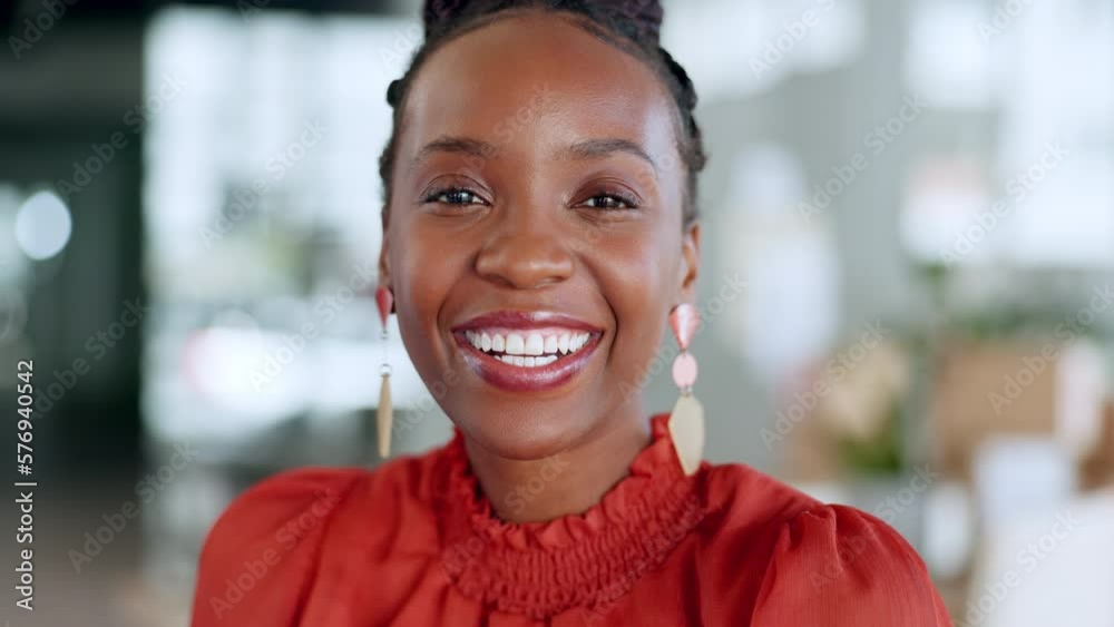 Black woman, face and smile, leadership and professional mindset, headshot and career satisfaction. Portrait, success and fashion designer, small business owner with creative entrepreneur and female Black woman, face and smile, leadership and professional mindset, headshot and career satisfaction. Portrait, success and fashion designer, small business owner with creative entrepreneur and female