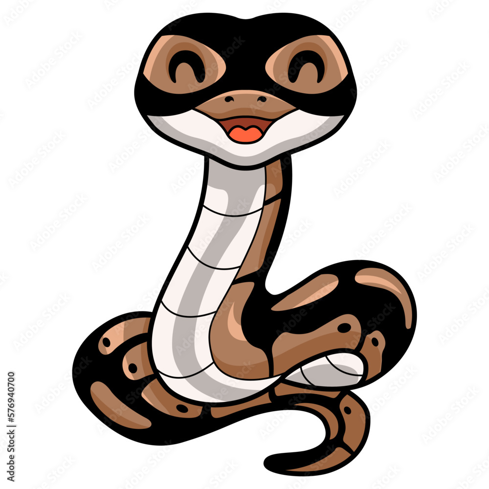 Fototapeta premium Cute ball python snake cartoon